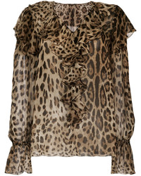 Dolce & Gabbana Leopard Print Ruffled Top