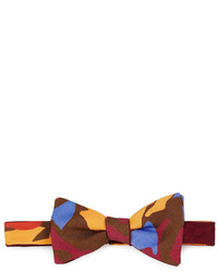 Massimo Bizzocchi Pre Tied Floral Print Bow Tie Redbrown