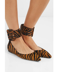 ATTICO Julia Tiger Print Calf Hair Point Toe Flats