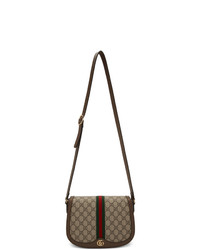 Gucci Beige And Brown Small Gg Ophidia Shoulder Bag