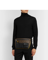 Fendi Logo Jacquard Canvas And Leather Belt Bag