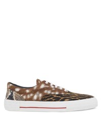 Burberry Animal Print Canvas Low Top Sneakers