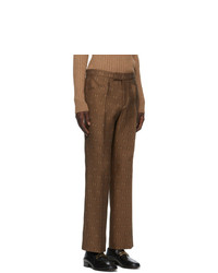 Gucci Brown And Beige Silk Gg Diagonal Pants
