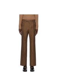 Gucci Brown And Beige Silk Gg Diagonal Pants