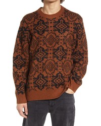 Topman Blown Up Paisley Sweater In Tan At Nordstrom
