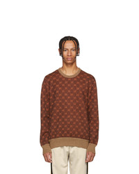 Gucci Brown And Orange Gg Logo Sweater