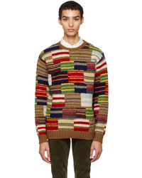Beams Plus Multicolor Patchwork Sweater