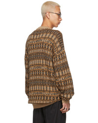 LU'U DAN Tan Black Jacquard Leopards Sweater