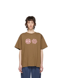 Brown Print Crew-neck T-shirt