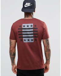 Asos Brand T Shirt With Flag Back Print In Brown
