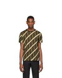Fendi Brown And Black All Over Forever T Shirt