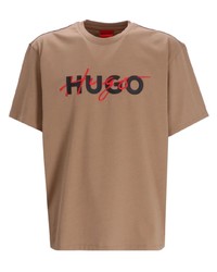 Hugo Double Logo Print Jersey T Shirt