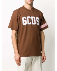 Gcds Logo Print Stripe Detail T Shirt