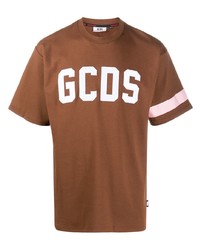 Gcds Logo Print Stripe Detail T Shirt