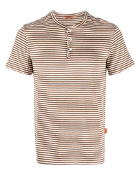 Barena Stripe Print Band Collar T Shirt