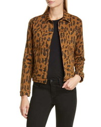L'Agence Celine Cheetah Print Denim Jacket