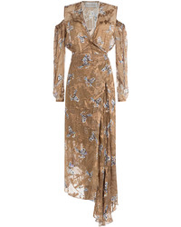 Preen Printed Dress With Cut Out Shoulders And Embellisht