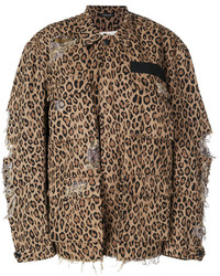 R 13 R13 Shredded Trim Leopard Print Jacket