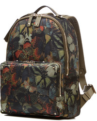 Valentino Butterfly Print Backpack With Leather