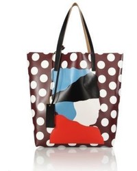 Marni Etka Print Polka Dot Leather Shopping Bag