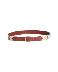Smathers & Branson Smiley X Smiley Face Needlepoint Leather Belt In Light Khaki At Nordstrom
