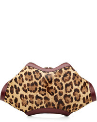 Alexander McQueen De Manta Leather Clutch With Printed Pony Hair
