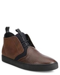 Brown Print Leather Desert Boots