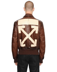 Off-White Printed Vintage Effect Leather Jacket