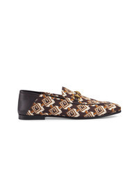 Brown Print Leather Loafers