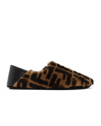Fendi Brown Shearling Forever Loafers