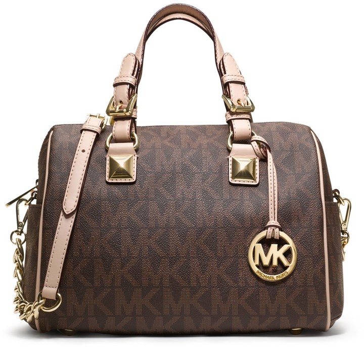 brown michael kors logo purse