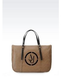 Armani Jeans Tote Bag In Faux Leather With Logo