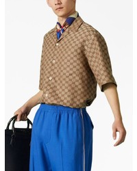 Gucci Gg Short Sleeved Linen Shirt
