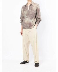Lemaire Abstract Print Zip Up Shirt