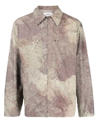 Lemaire Abstract Print Zip Up Shirt