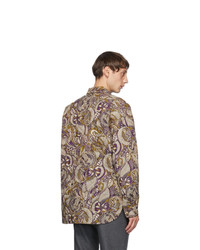 Dries Van Noten Brown And Purple Quilted Shirt