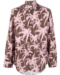 PT TORINO Palm Tree Print Long Sleeve Shirt