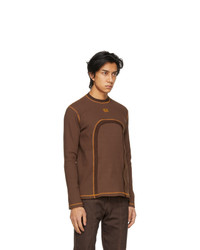 Phlemuns Brown Backless Long Sleeve T Shirt