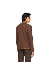 Phlemuns Brown Backless Long Sleeve T Shirt