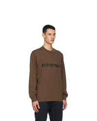 Essentials Brown Logo Long Sleeve T Shirt
