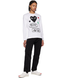 Comme Des Garcons Play White Multi Heart Long Sleeve T Shirt