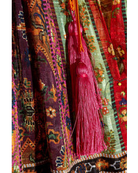 Etro Oversized Tasseled Printed Silk Chiffon Maxi Dress Brown