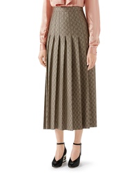 Brown Print Midi Skirt