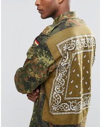 Reclaimed Vintage Military Jacket With Bandana Back Patch