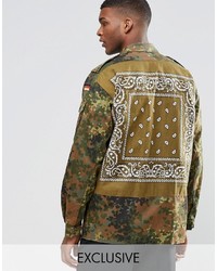 Reclaimed Vintage Military Jacket With Bandana Back Patch