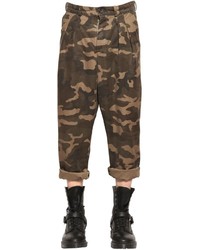 Faith Connexion Cropped Fit Camou Printed Canvas Pants