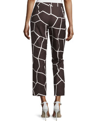 Escada Mid Rise Giraffe Print Cropped Pants Mocca