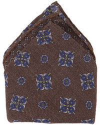 Gitman Brown Floral Wool Pocket Square