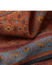 Kingsman Drakes Victorian Garden Printed Wool And Silk Blend Pocket Square
