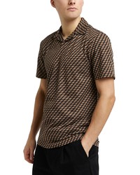 River Island Slim Fit Geo Revere Polo In Brown At Nordstrom